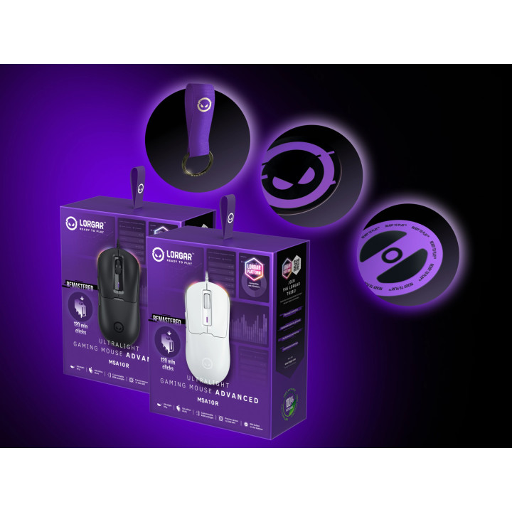 Геймърска мишка LORGAR MSA10R, PixArt 3311, 12000 DPI, 6 бутона, RGB подсветка - LRG-MSA10R-BK - 10