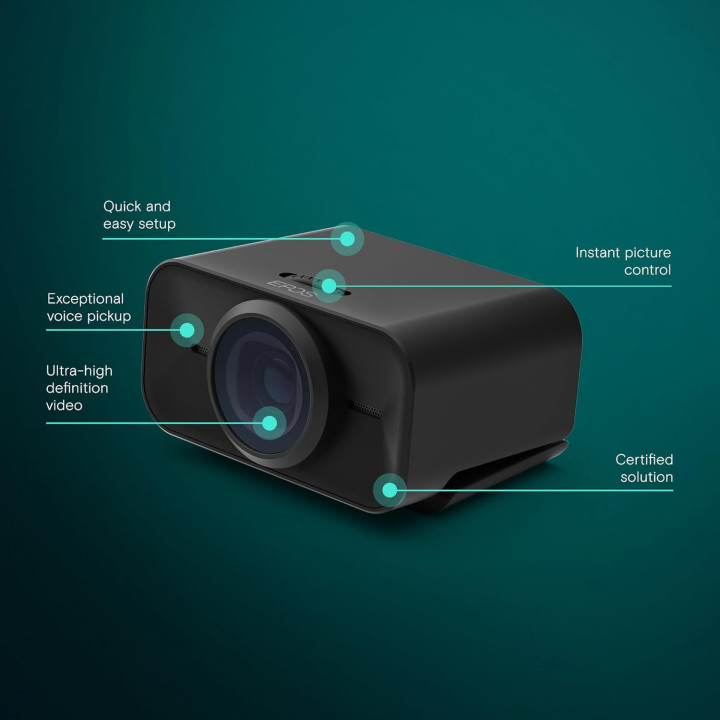 Уеб камера EPOS EXPAND Vision 1, UHD 90°, микрофон, USB-C, с 4K UHD резолюция и 90° зрително поле за професионални видео разгово