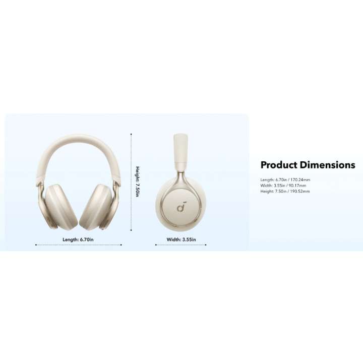 Безжични слушалки Anker Soundcore Space One, Active Noise Cancelling, бели - A3035G21 - 8