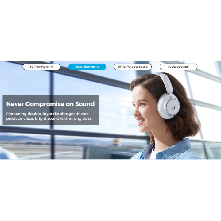 Безжични слушалки Anker Soundcore Space Q45 ANC, бели - A3040G21 - 11