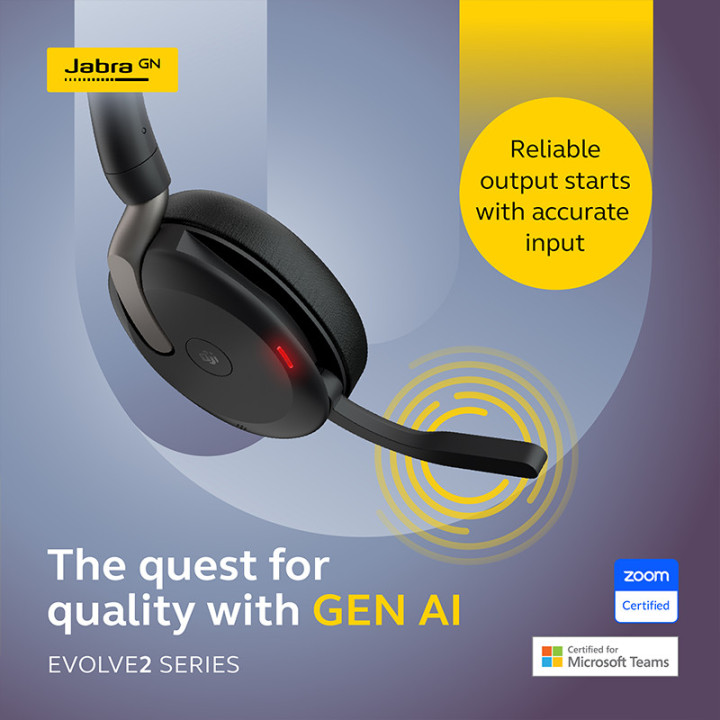 Bluetooth Слушалка Jabra Evolve2 85 MS Stereo, безжична, USB-A адаптер Link380, черна - 28599-999-989 - 9