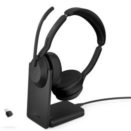 Безжични слушалки Jabra Evolve2 55, стерео, Bluetooth, Link380c, MS, зарядна стойка, черен - 25599-999-889 - 1