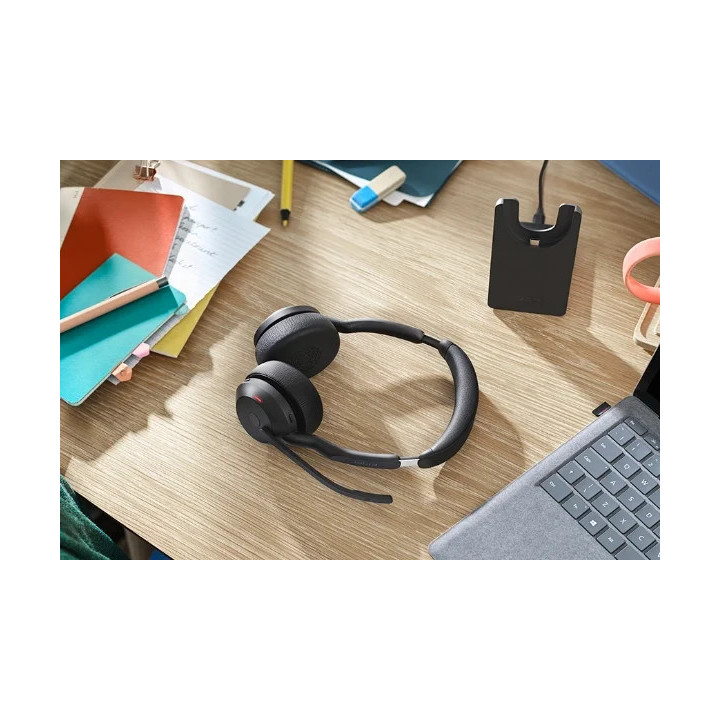 Безжични слушалки Jabra Evolve2 55, стерео, Bluetooth, Link380c, MS, зарядна стойка, черен - 25599-999-889 - 4