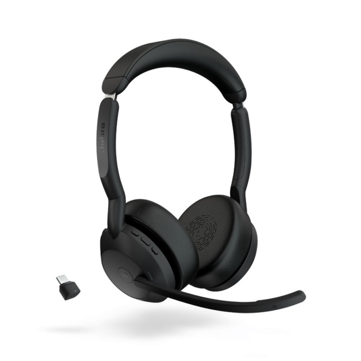 Безжични слушалки Jabra Evolve2 55, стерео, Bluetooth, Link380c, MS, зарядна стойка, черен - 25599-999-889 - 9
