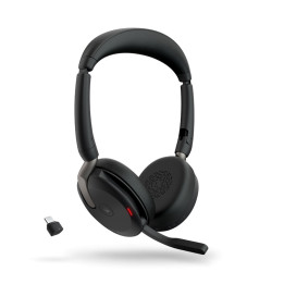Безжични слушалки Jabra Evolve2 65 Flex, Bluetooth, USB-C, ANC, зарядна подложка, черни - 26699-999-889 - 1