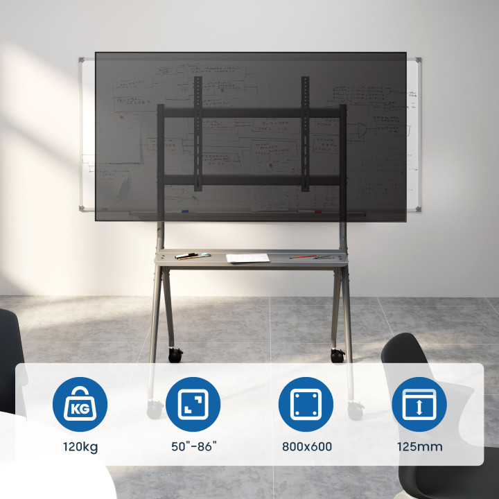 Стойка за телевизор Ewent EW1542 Heavy-Duty, 50"-86", с колела, до 120 kg - 3