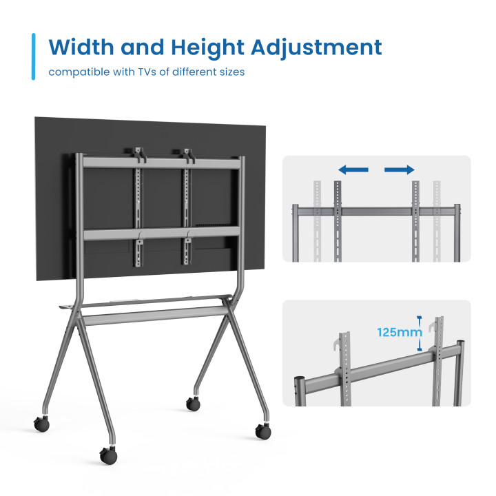 Стойка за телевизор Ewent EW1542 Heavy-Duty, 50"-86", с колела, до 120 kg - 5