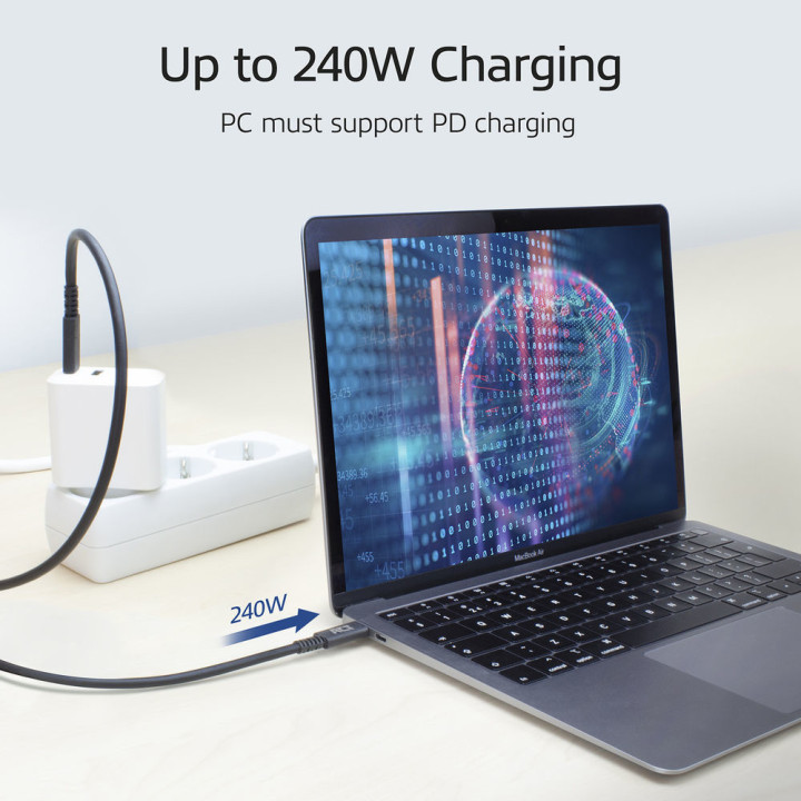 USB-C кабел ACT AC7431, USB4, 20Gbps, 240W, USB-IF сертифициран, 1m - AC7431 - 7