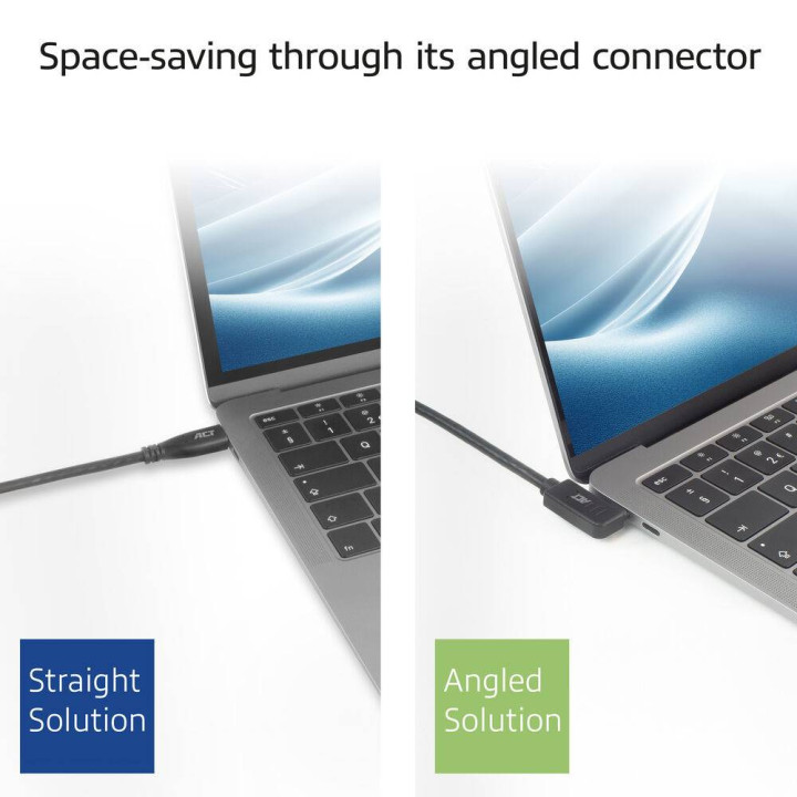 USB-C към USB-C кабел ACT AC7406, 1m, 10Gbps, 60W PD, 4K, 90° ъглов конектор - 4