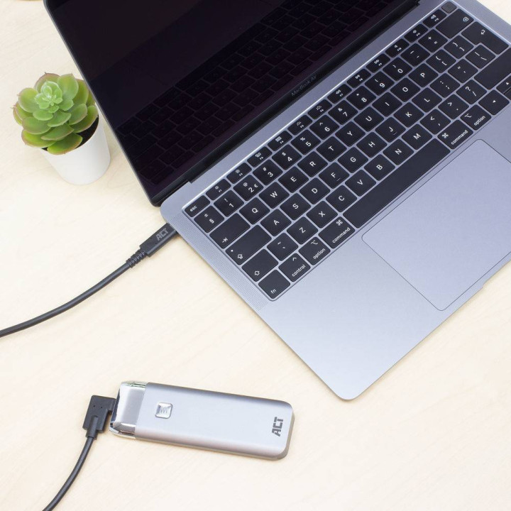 USB-C към USB-C кабел ACT AC7406, 1m, 10Gbps, 60W PD, 4K, 90° ъглов конектор - 9