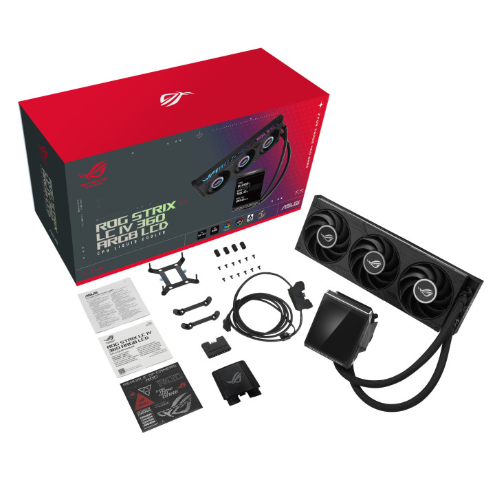 Водно охлаждане за процесор ASUS ROG Strix LC IV 360 ARGB LCD, 3x120mm вентилатора, ARGB подсветка, AMD AM5/AM4, Intel LGA 1851/