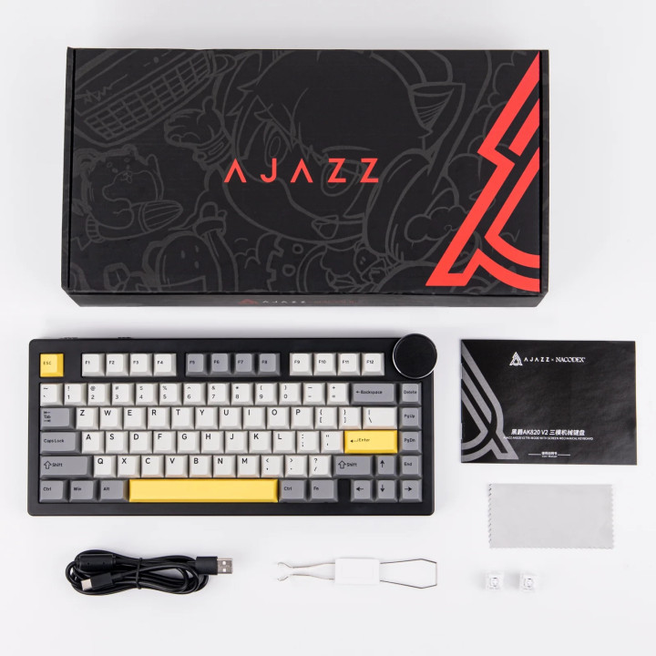 Механична геймърска клавиатура Ajazz AK820 V2, 75%, Arctic Isle Magnetic Switch (Linear), RGB подсветка, 82 клавиша - AK820-V2-A