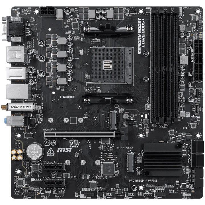 Дънна платка MSI PRO B550M-P WIFI6E, M-ATX, Socket AM4, DDR4, WiFi 6E - 911-7C95-202R - 2
