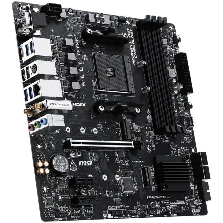 Дънна платка MSI PRO B550M-P WIFI6E, M-ATX, Socket AM4, DDR4, WiFi 6E - 911-7C95-202R - 3