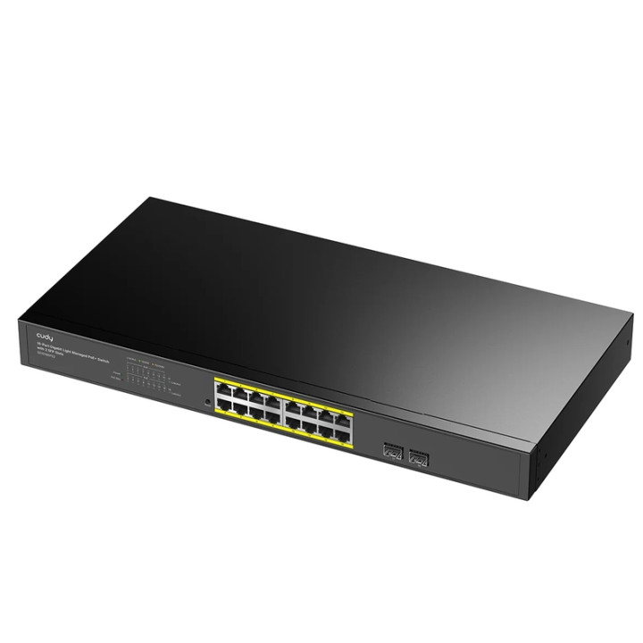 Суич Cudy GS1016EPS2, 16x 10/100/1000Base-T PoE+, 2x SFP, 200W, Rack 19" - 2