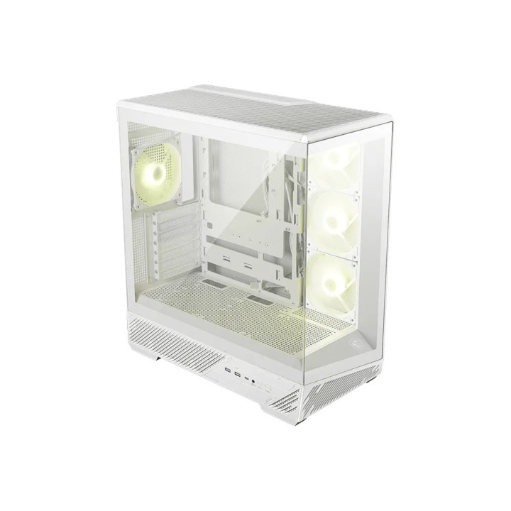 Кутия за компютър MSI MAG PANO 130R PZ WHITE, Mid-Tower, ATX, 4x 120mm ARGB вентилатора, Tempered Glass, бяла - 306-7G32W21-HH9 