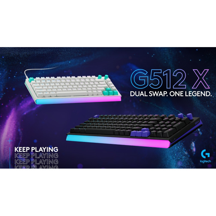 Механична геймърска клавиатура Logitech G512 X 75, Dual Swap Analog/Mechanical Switch, Tactile, RGB, USB, White - 920-013955 - 2