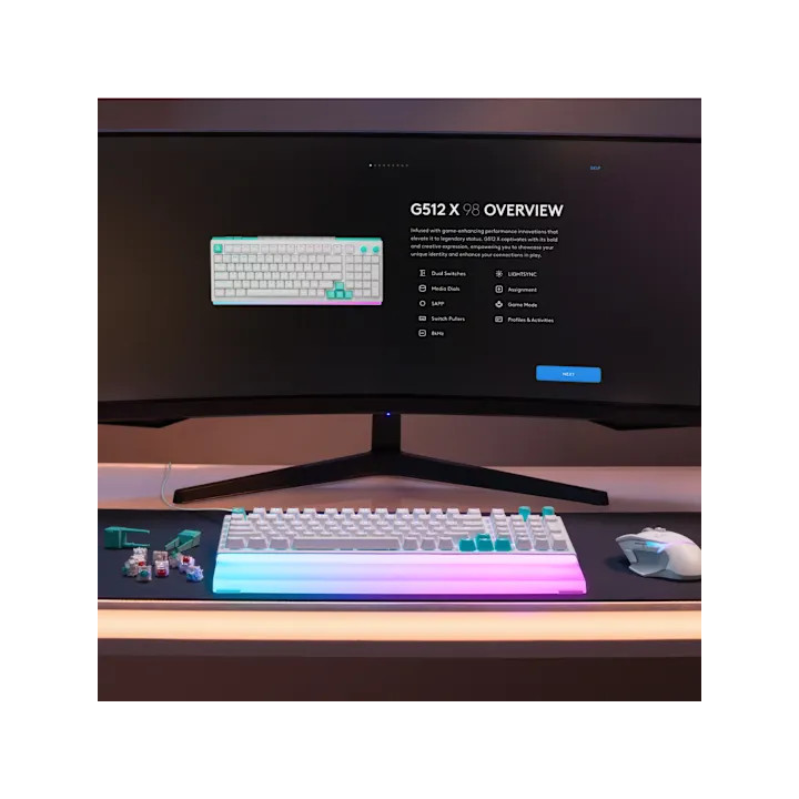 Геймърска механична клавиатура Logitech G512 X, 98%, Dual Swap Analog/Mechanical, RGB подсветка, USB, бяла - 920-014003 - 7