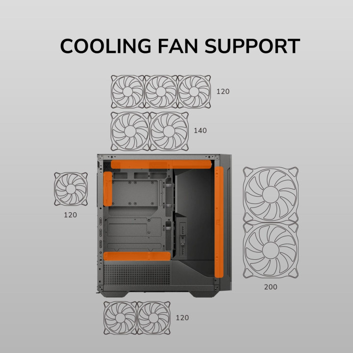 Кутия за компютър COUGAR MX600 Max RGB Black, 2x200mm ARGB PWM вентилатора - CGR-2ZA50B-RGB - 9