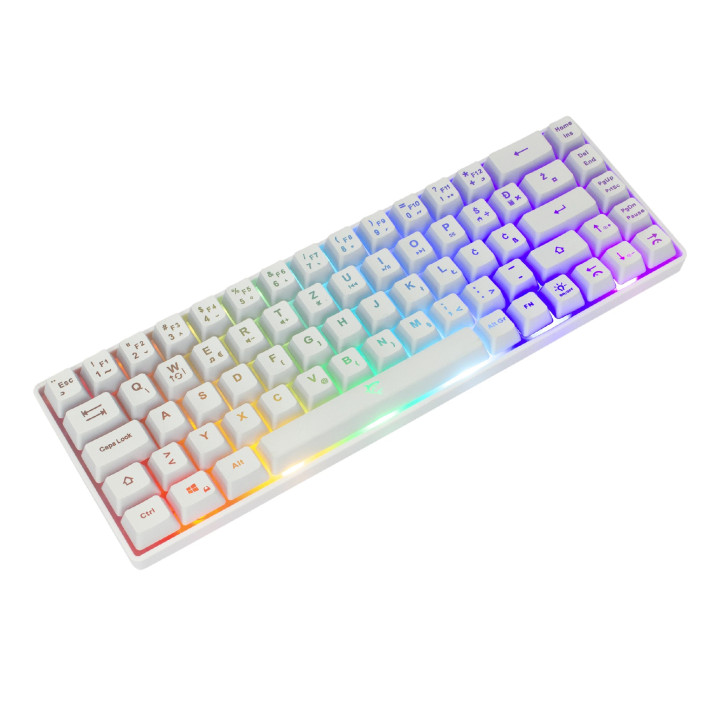 Геймърска клавиатура White Shark RONIN, 60%, Membrane Switches, 68 клавиша, Rainbow подсветка, Бяла - RONIN-W-US - 2
