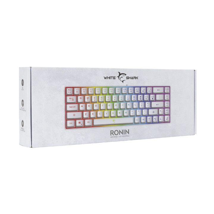 Геймърска клавиатура White Shark RONIN, 60%, Membrane Switches, 68 клавиша, Rainbow подсветка, Бяла - RONIN-W-US - 5