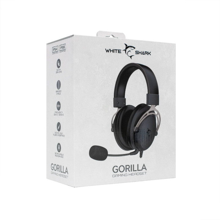Геймърски слушалки White Shark Gorilla, 53mm драйвери, стерео 2.0, микрофон - GORILLA-BLACK/GREY - 7