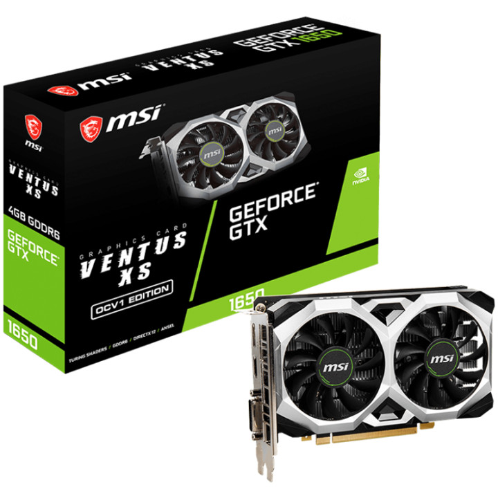 Видео карта MSI NVidia GeForce GTX 1650 D6 VENTUS XS OCV1, 4GB GDDR6X, 128-bit