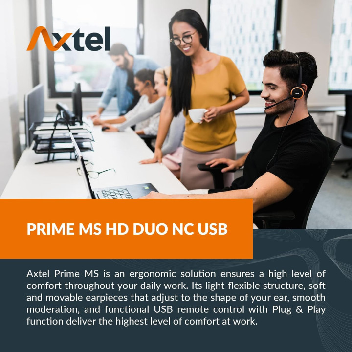 Стерео слушалки Axtel PRIME HD, USB, шумопотискане - AXH-PRIMSD - 3