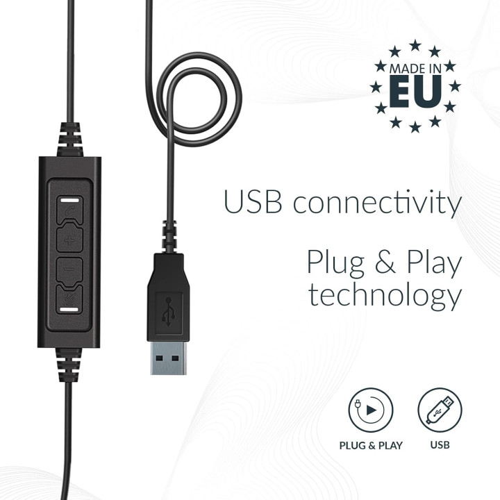 Стерео слушалки Axtel PRIME HD, USB, шумопотискане - AXH-PRIMSD - 6