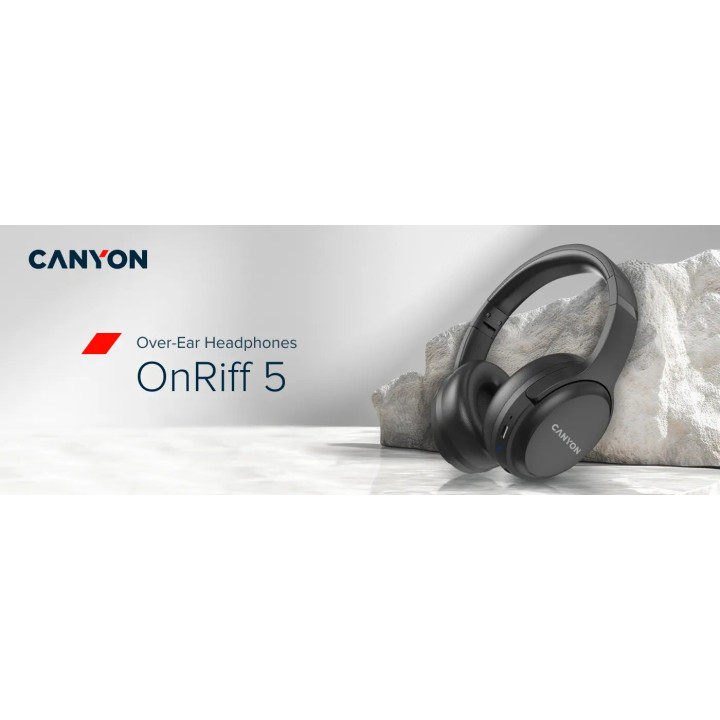 Безжични слушалки Canyon OnRiff 5, Bluetooth 6.0, до 30ч, USB-C, черни - CNS-CBTHS5B - 3