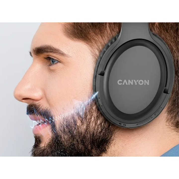 Безжични слушалки Canyon OnRiff 5, Bluetooth 6.0, до 30ч, USB-C, черни - CNS-CBTHS5B - 4