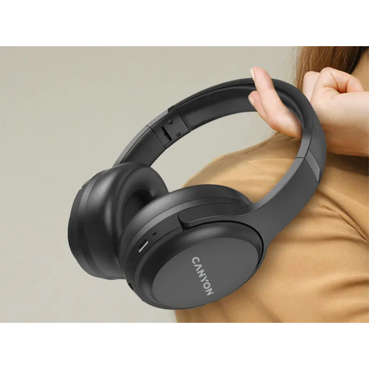 Безжични слушалки Canyon OnRiff 5, Bluetooth 6.0, до 30ч, USB-C, черни - CNS-CBTHS5B - 9