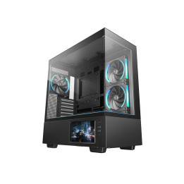 Кутия за компютър DeepCool CH690 LCD, Middle Tower, ATX/mATX/Mini-ITX, Tempered Glass, 4x140mm ARGB вентилатора, 7" LCD дисплей 