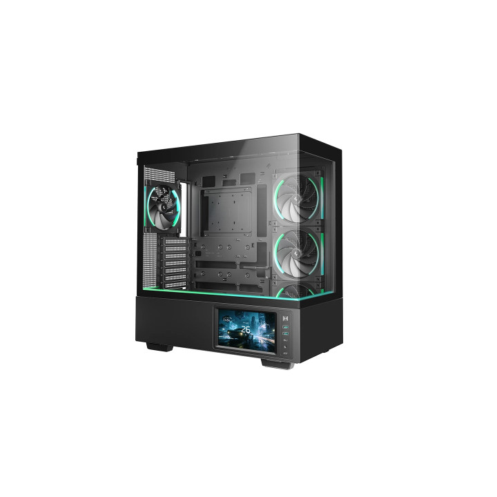 Кутия за компютър DeepCool CH690 LCD, Middle Tower, ATX/mATX/Mini-ITX, Tempered Glass, 4x140mm ARGB вентилатора, 7" LCD дисплей 