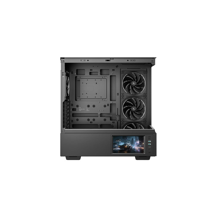 Кутия за компютър DeepCool CH690 LCD, Middle Tower, ATX/mATX/Mini-ITX, Tempered Glass, 4x140mm ARGB вентилатора, 7" LCD дисплей 