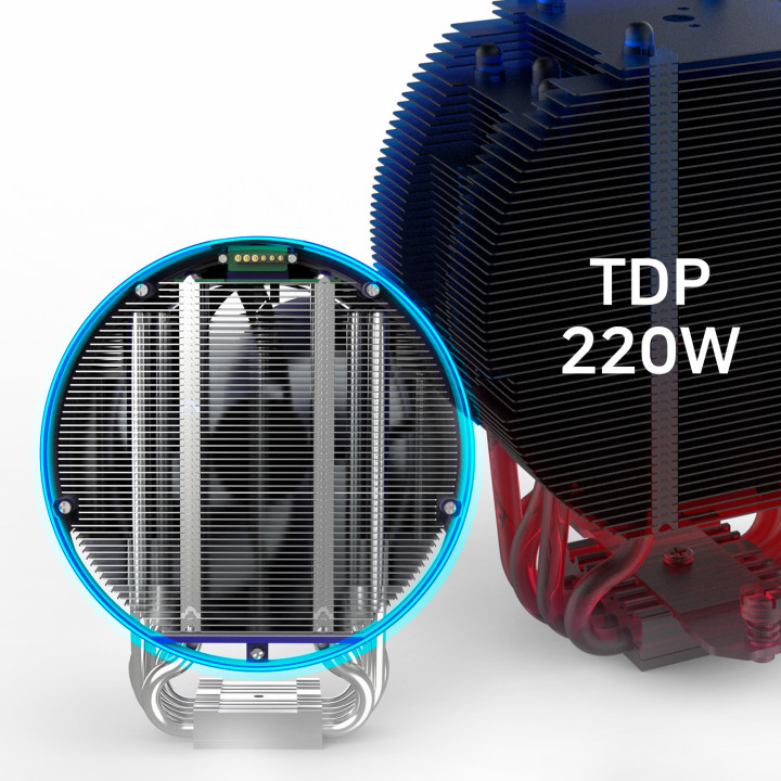 Охладител за процесор ZALMAN ZET5, 220W TDP, 5x топлинни тръби, 120mm вентилатор, бял - ZET5 WHITE - 12