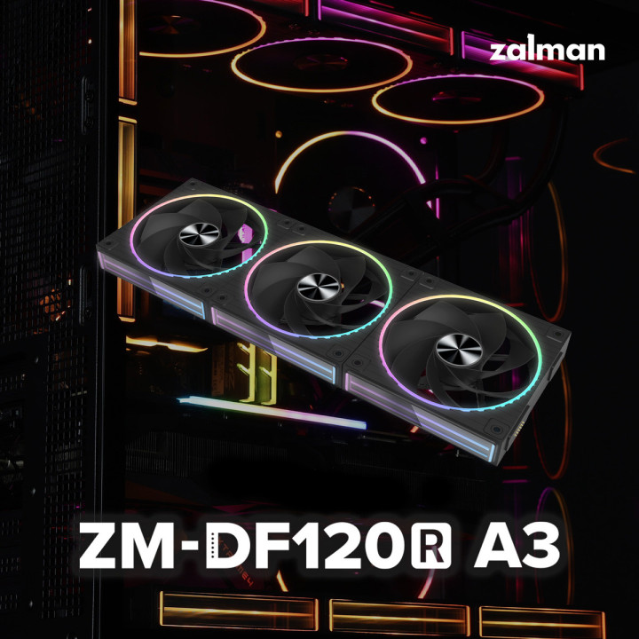 Комплект вентилатори Zalman ZM-DF 120R A3, 120mm PWM RGB - ZM-DF120R A3 BLACK - 2