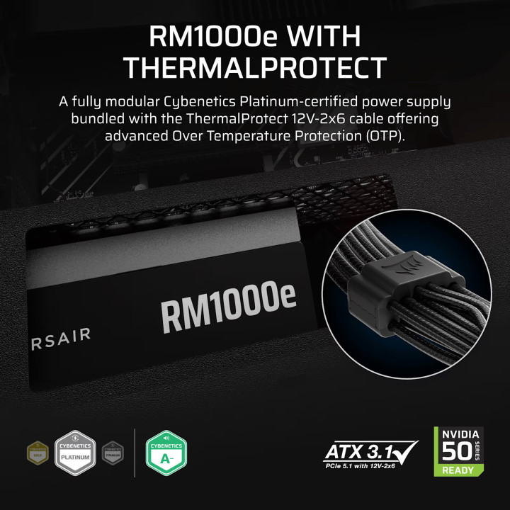 Модулно захранване Corsair RMe Series, 1000W, 80+ Platinum, ATX 3.1 - CP-9020337-EU - 3
