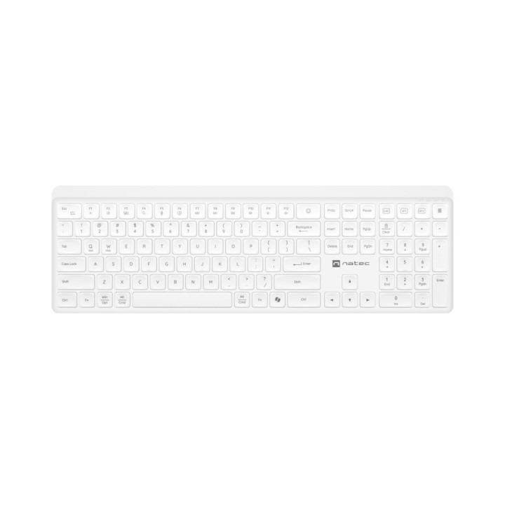 Безжична клавиатура Natec Tang, Bluetooth + 2.4GHz, Silent, Slim, Бяла - NKL-2469 - 1
