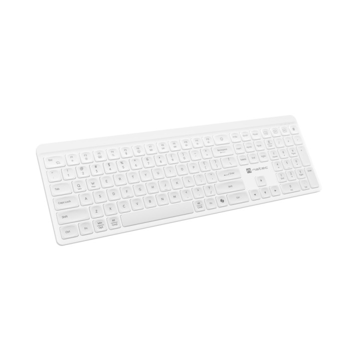 Безжична клавиатура Natec Tang, Bluetooth + 2.4GHz, Silent, Slim, Бяла - NKL-2469 - 2