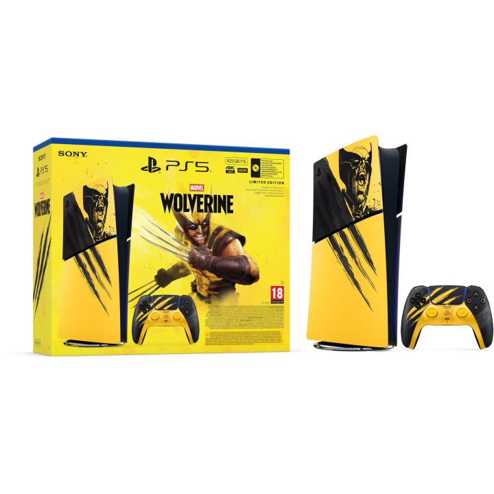 Конзола Sony PlayStation 5 Slim Digital Edition, Marvel's Wolverine Battle Yellow Limited Edition Bundle, AMD Ryzen Z1 Extreme, 