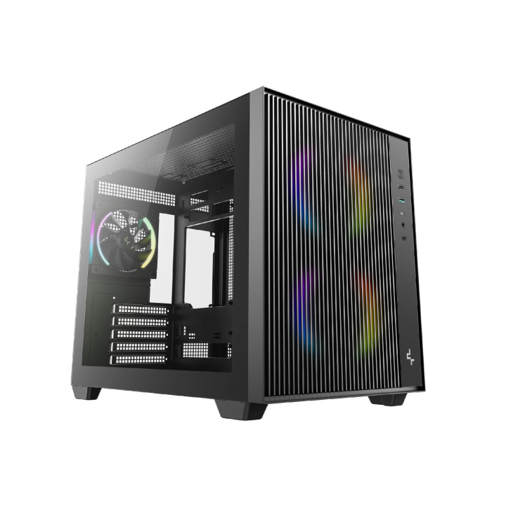 Кутия за компютър DeepCool CG330 MESH, Mini Tower, mATX, Tempered Glass, 3x ARGB вентилатора - R-CG330MESH-BKANM3-G - 1