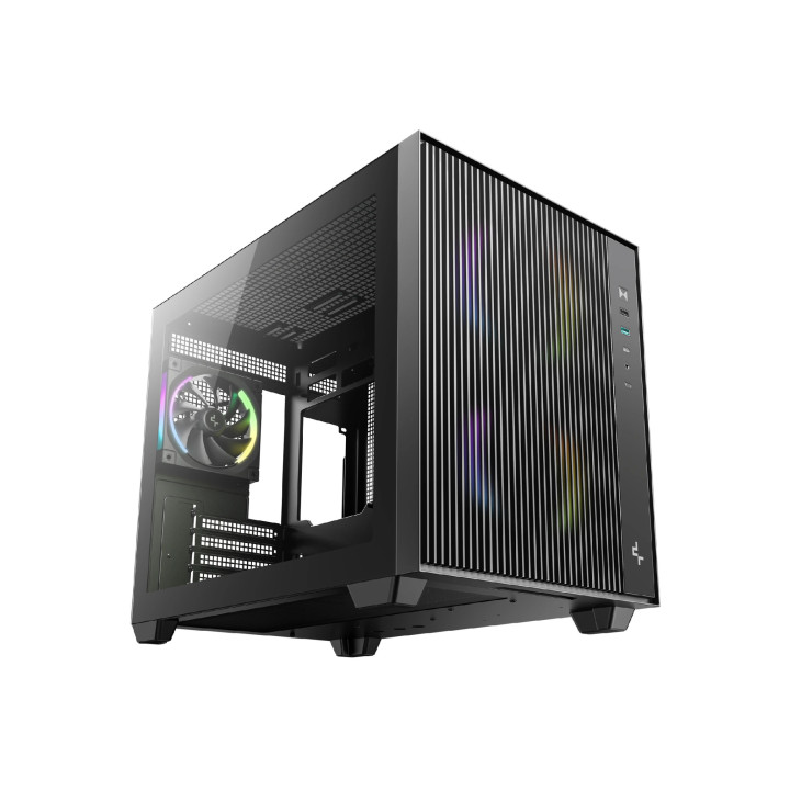 Кутия за компютър DeepCool CG330 MESH, Mini Tower, mATX, Tempered Glass, 3x ARGB вентилатора - R-CG330MESH-BKANM3-G - 2