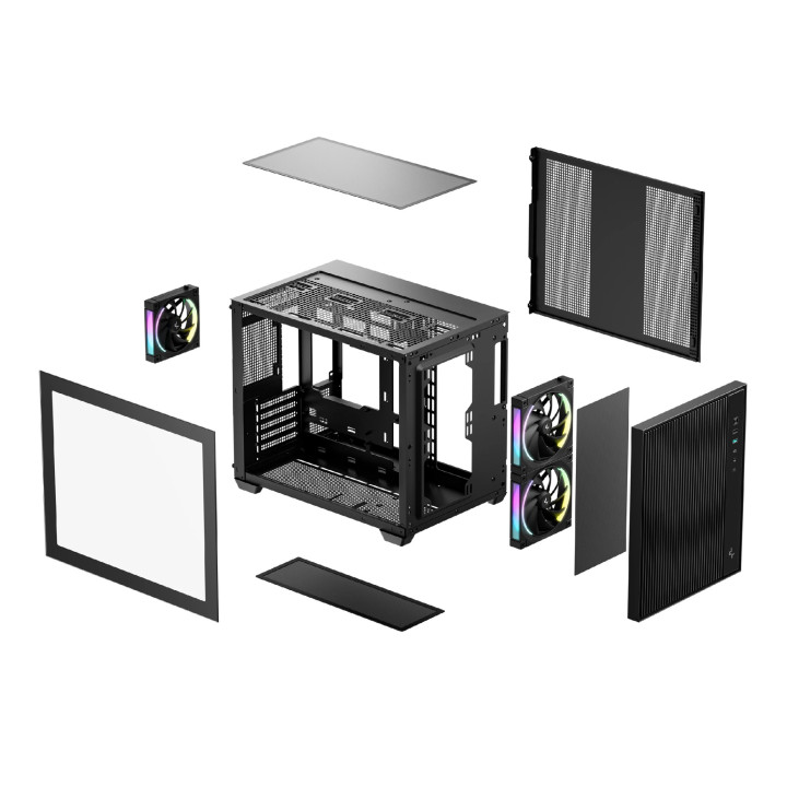 Кутия за компютър DeepCool CG330 MESH, Mini Tower, mATX, Tempered Glass, 3x ARGB вентилатора - R-CG330MESH-BKANM3-G - 10