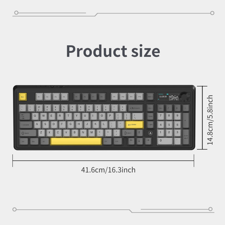 Безжична геймърска механична клавиатура Ajazz AK980 V2 - Gift Switch [Linear] (English US), Black, Gray - AJ-AK980-V2-GS-BK - 17
