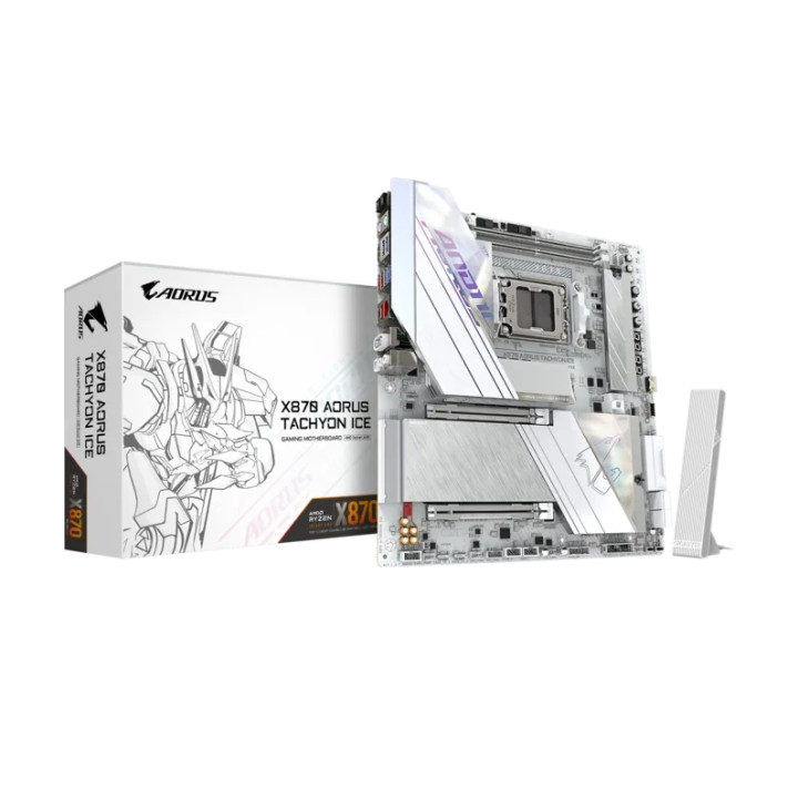 Дънна платка Gigabyte X870 Aorus Tachyon Ice, AMD AM5, DDR5, Wi-Fi 7 - X870 A TACHYON ICE - 1