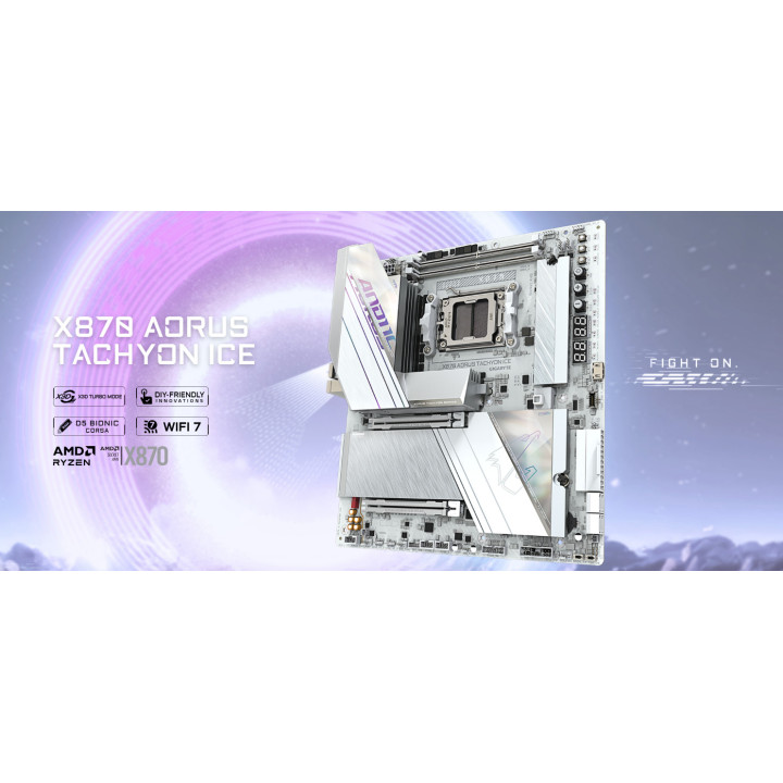 Дънна платка Gigabyte X870 Aorus Tachyon Ice, AMD AM5, DDR5, Wi-Fi 7 - X870 A TACHYON ICE - 2