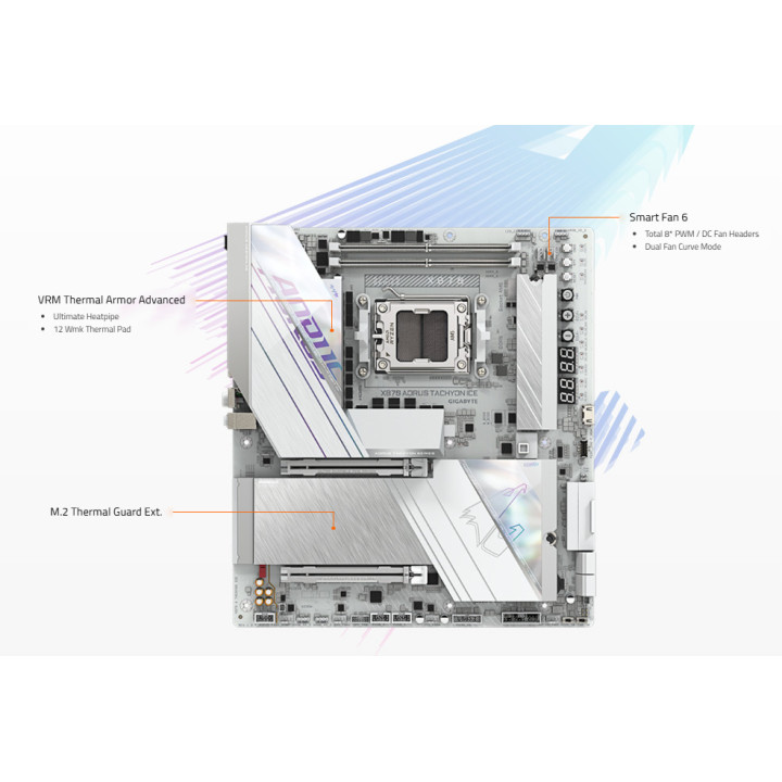 Дънна платка Gigabyte X870 Aorus Tachyon Ice, AMD AM5, DDR5, Wi-Fi 7 - X870 A TACHYON ICE - 4