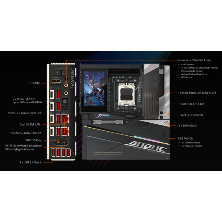 Дънна платка Gigabyte X870E Aorus Xtreme X3D AI Top, AMD AM5, DDR5, Wi-Fi 7 - X870E A XTR X AI TOP - 6