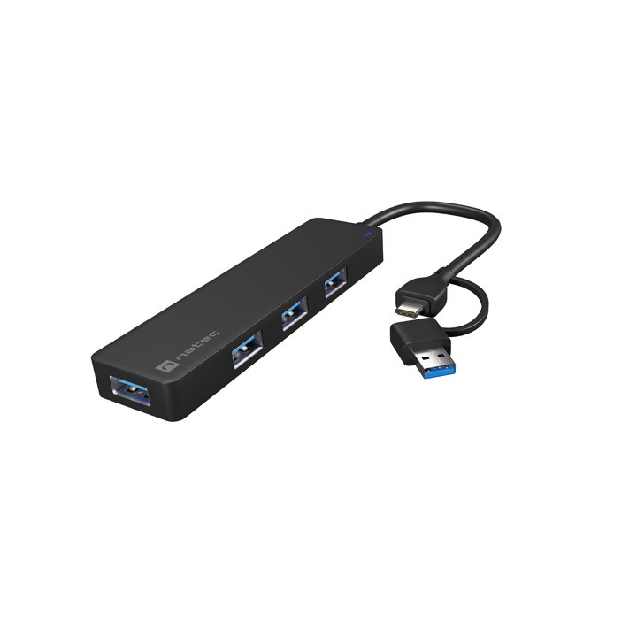 USB хъб Natec Mayfly, 4x USB 3.0 Type-C + USB-A адаптер - NHU-2023 - 1